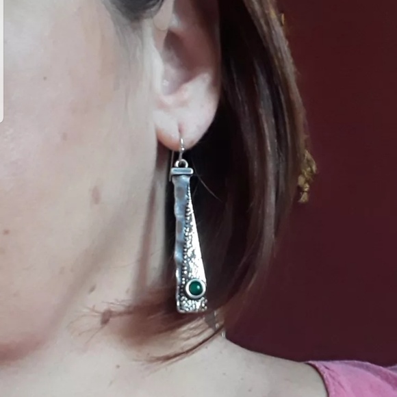 Hammered Raw Boho Earrings - Picture 4 of 4